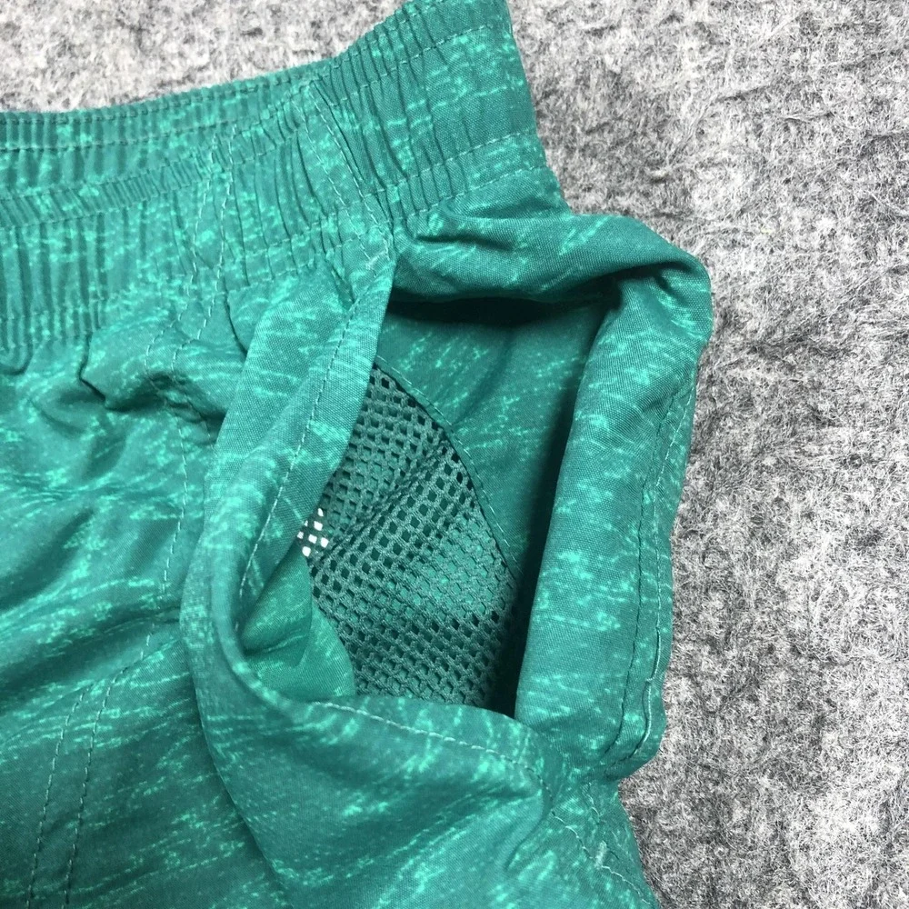 Columbia Swim Shorts Mens Small Green Geometric Print Drawstring Lined Trunks
